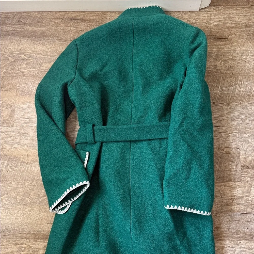 NWT Boden Blanket Stitch Wrap Coat In Alpine Green Size Medium - Picture 7 of 8